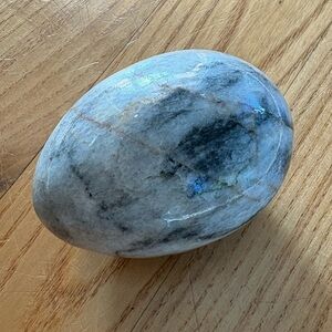 Labradorite polished gray sparkly rock egg-shaped gemstone marbled treasure 3”
